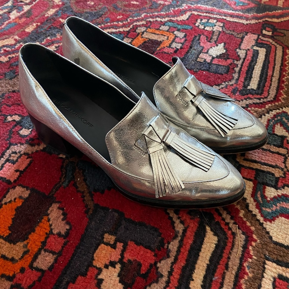 Rebecca Minkoff Silver Tassel Loafers